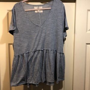 Striped blue and white peplum shirt size 2x